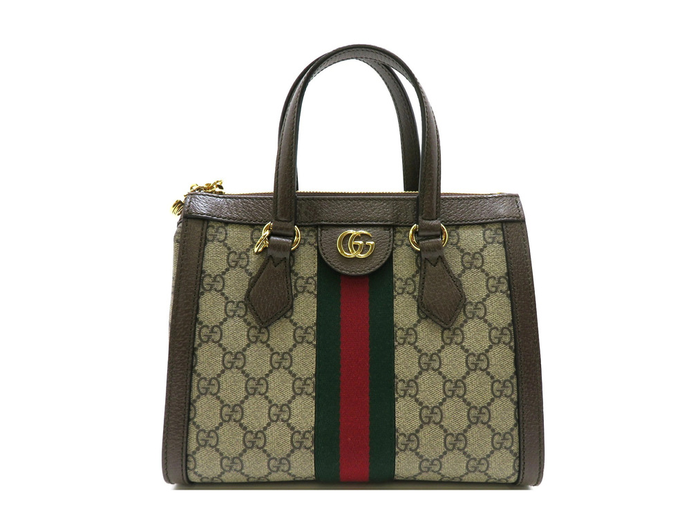 Gucci Ophidia GG Tote Bag Shoulder Canvas Beige Cream Brown